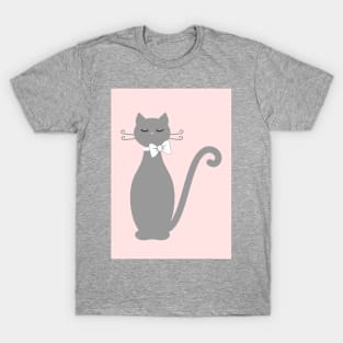 Gray Cat with Ribbon T-Shirt